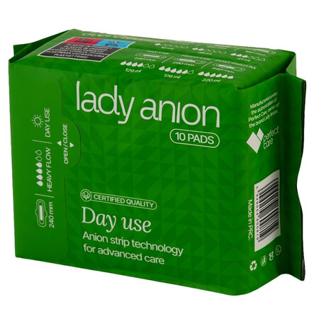Absorbante de zi cu bumbac organic Active, 10 buc, Lady Anion 775231