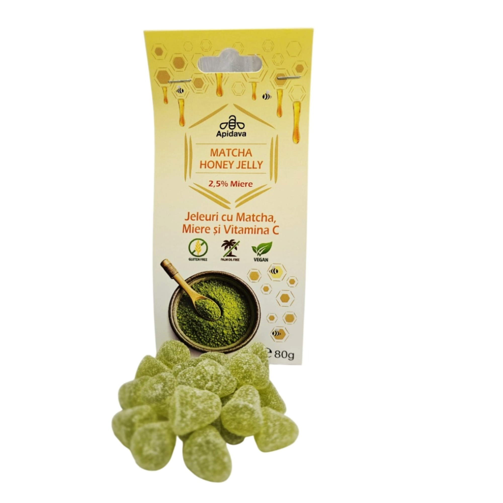 Jeleuri cu matcha, miere si vitamina C, 70 g, Apidava