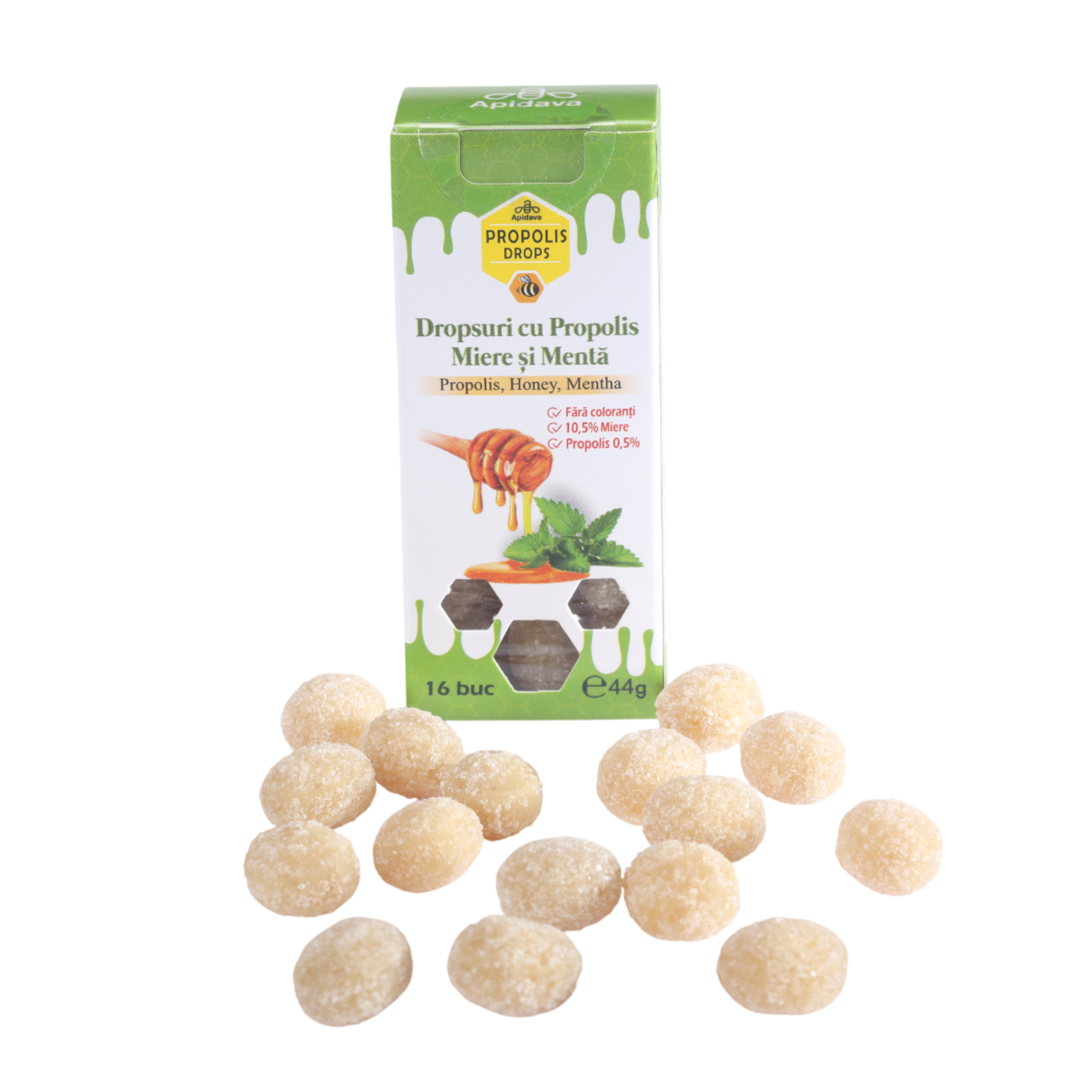 Dropsuri cu Propolis, Miere si Menta, 44 g, Apidava