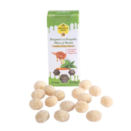 Dropsuri cu Propolis, Miere si Menta, 44 g, Apidava