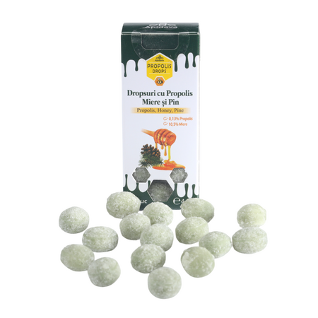 Dropsuri cu Propolis, miere si pin, 44 g, Apidava