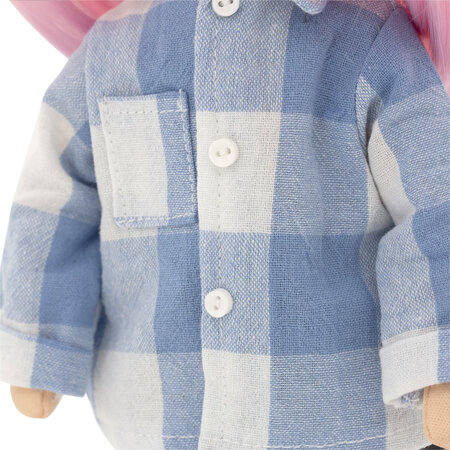 Papusa de Plus Premium Sweet Sisters, 32 cm, Billie intr-o Camasa in Carouri, 3 ani+, Orange Toys 775414
