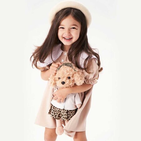 Catelusa de Plus Premium Lucky Doggy, 38 cm, Lucky Fendi in Tinuta Eleganta, 3 ani+, Orange Toys 775437