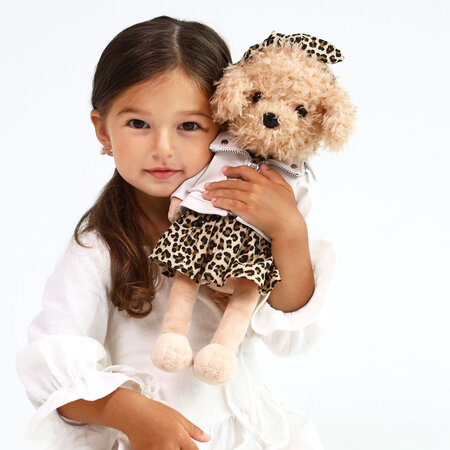 Catelusa de Plus Premium Lucky Doggy, 38 cm, Lucky Fendi in Tinuta Eleganta, 3 ani+, Orange Toys 775435
