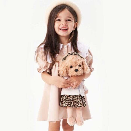 Catelusa de Plus Premium Lucky Doggy, 38 cm, Lucky Fendi in Tinuta Eleganta, 3 ani+, Orange Toys 775438