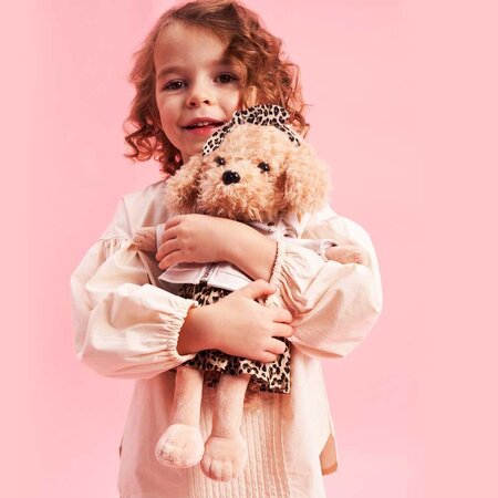 Catelusa de Plus Premium Lucky Doggy, 38 cm, Lucky Fendi in Tinuta Eleganta, 3 ani+, Orange Toys 775436