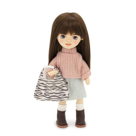 Papusa de Plus Premium Sweet Sisters, 32 cm, Sophie intr-o fusta denim, Orange Toys 775446
