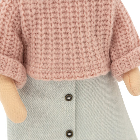 Papusa de Plus Premium Sweet Sisters, 32 cm, Sophie intr-o fusta denim, Orange Toys 775449