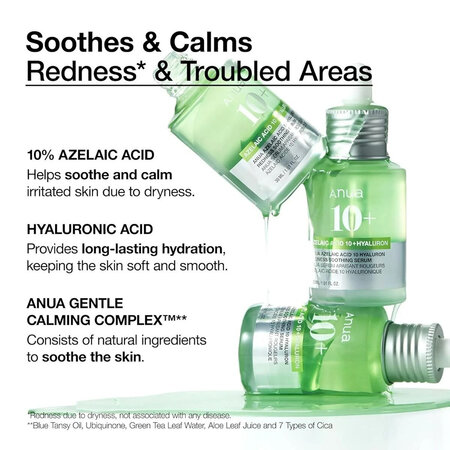 Ser lejer pentru calmare si hidratare Azelaic Acid 10 + Hyaluron, 30 ml, Anua 775529