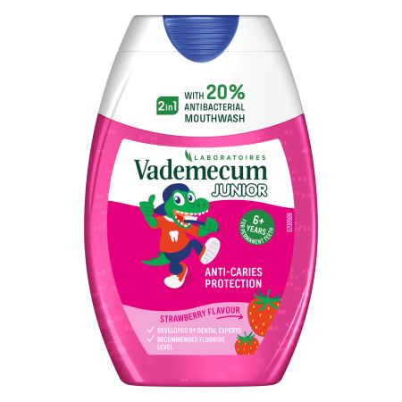 Pasta de dinti gel 2in1 pentru copii, Capsuni, 75 ml, Vademecum