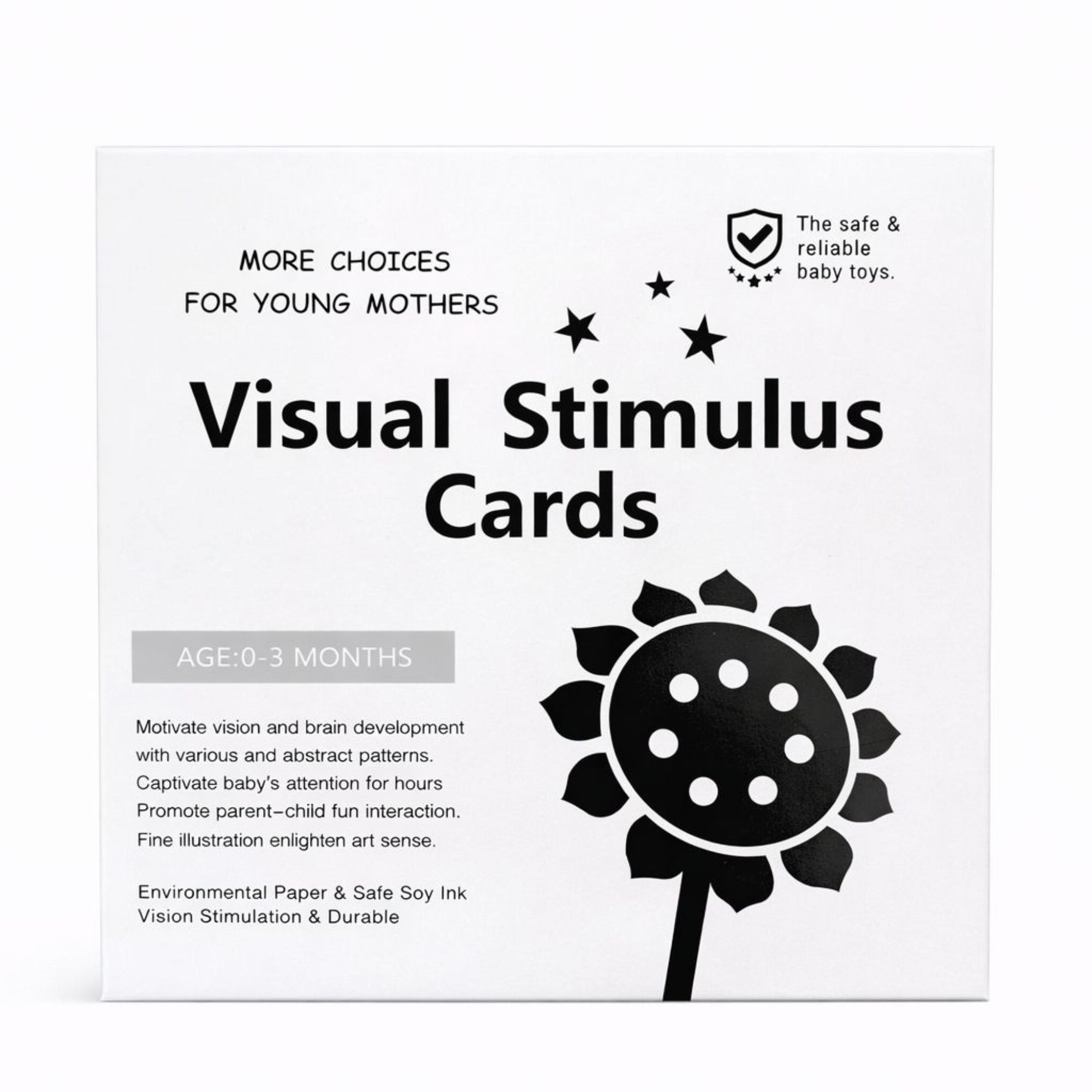 Set carduri stimulare vizuala alb-negru, 0-3 luni, OEM