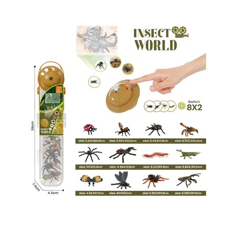 Set educativ Insect World – Proiector cu diapozitive si figurine insecte, 3 ani+, OEM 775838
