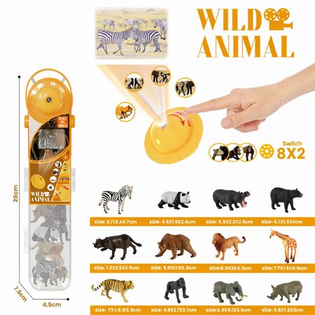 Set educativ Wild Animal – Proiector cu diapozitive si figurine animale salbatice, 3 ani+, OEM 775862
