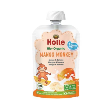 Piure Bio de mango cu iaurt Mango Monkey, 8 luni+, 100 g, Holle