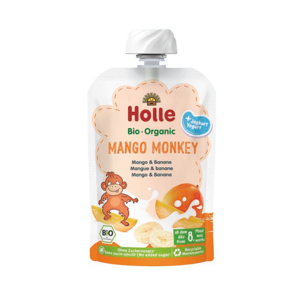 Piure Bio de mango cu iaurt Mango Monkey, 8 luni+, 100 g, Holle