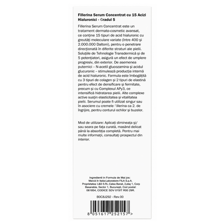 Ser dermo-cosmetic cu efect intens de umplere Everyday 15HA, Grad 5, 30 ml, Fillerina 788236