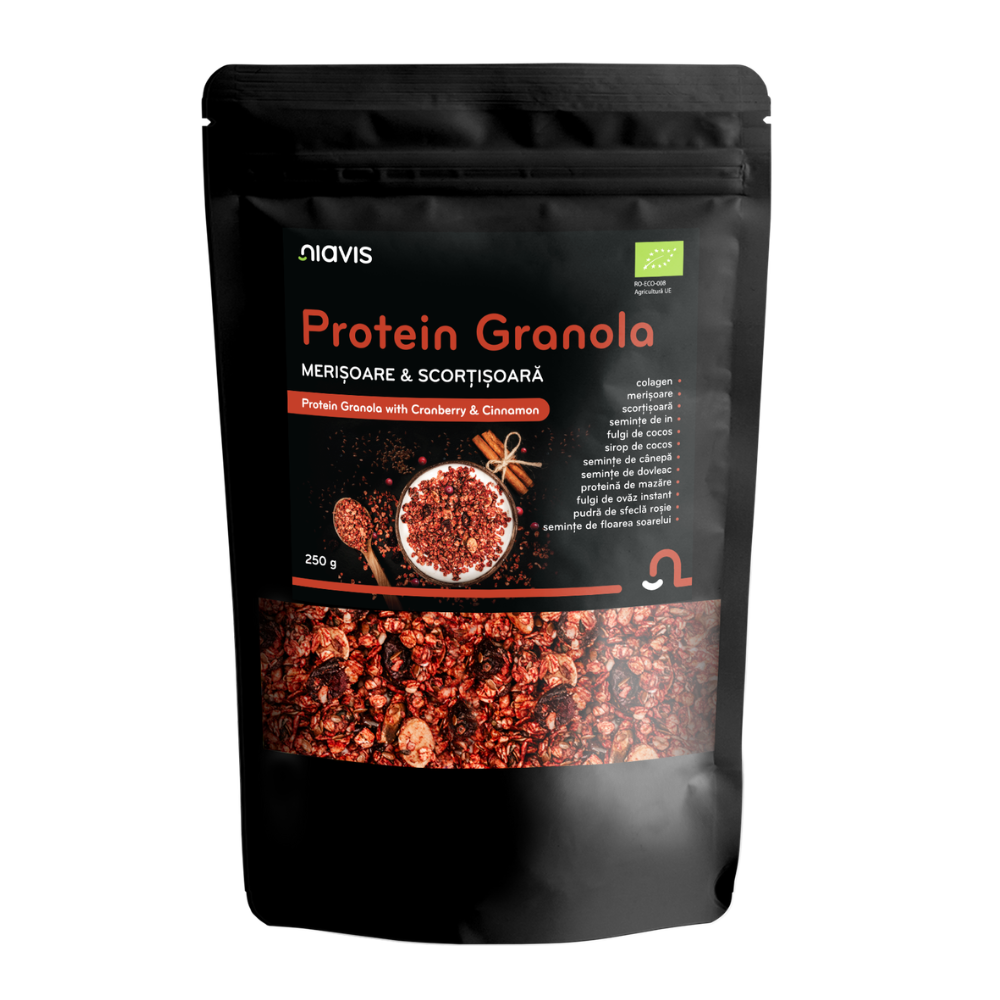 Granola proteica cu merisoare si scortisoara, 250 g, Niavis