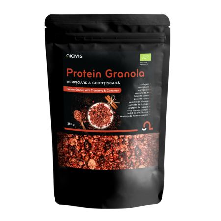 Granola proteica cu merisoare si scortisoara, 250 g, Niavis