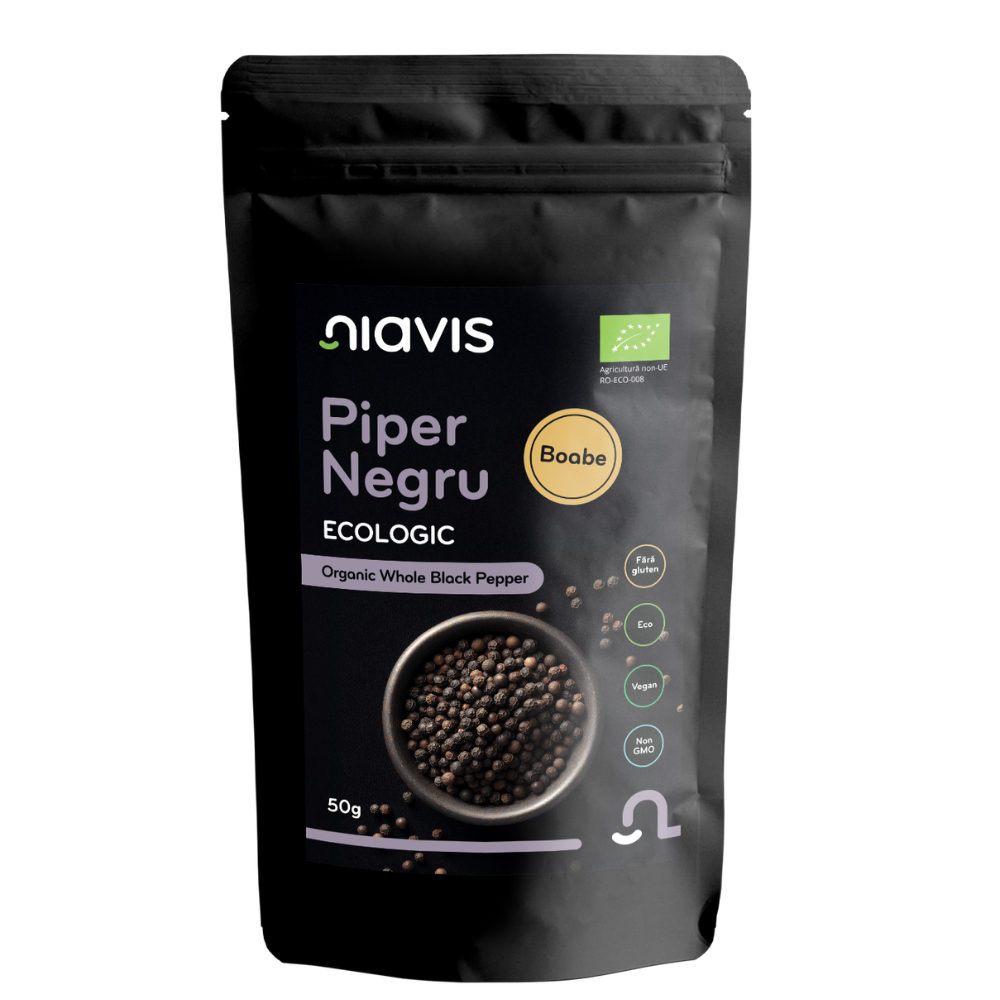 Piper Bio negru boabe, 50 g, Niavis