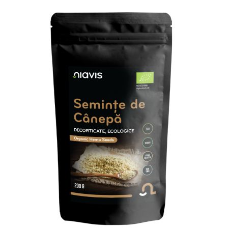 Seminte Bio de canepa decorticate, 200 g, Niavis