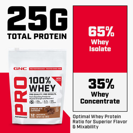 Proteina din zer fara aroma Pro Performance, 360 g, Gnc 776602