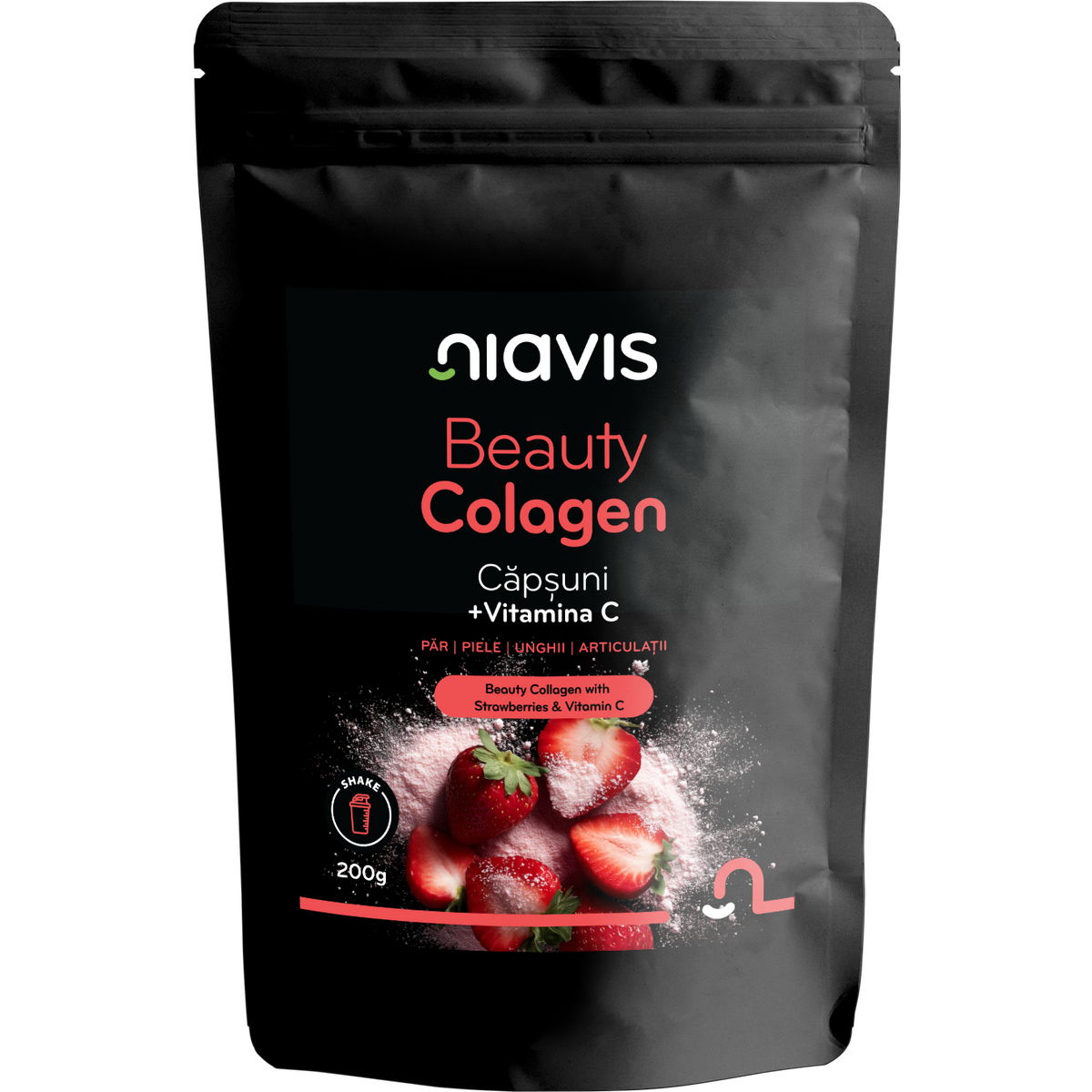 Colagen cu capsuni si vitamina C Beauty Colagen, 200 g, Niavis