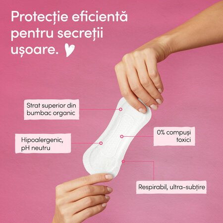 Absorbante zilnice din bumbac organic Ultra Thin, 24 buc, Enroush 777282