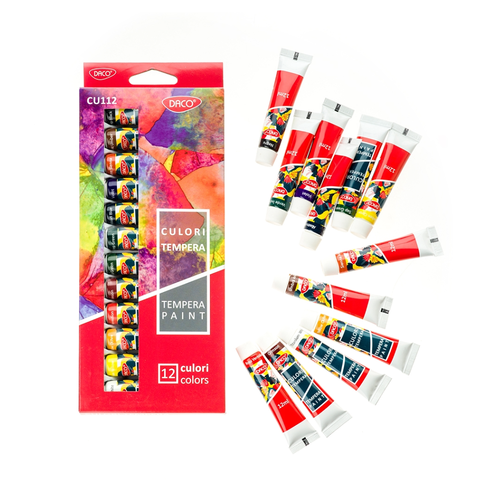 Set culori tempera, 12x12 ml, Daco