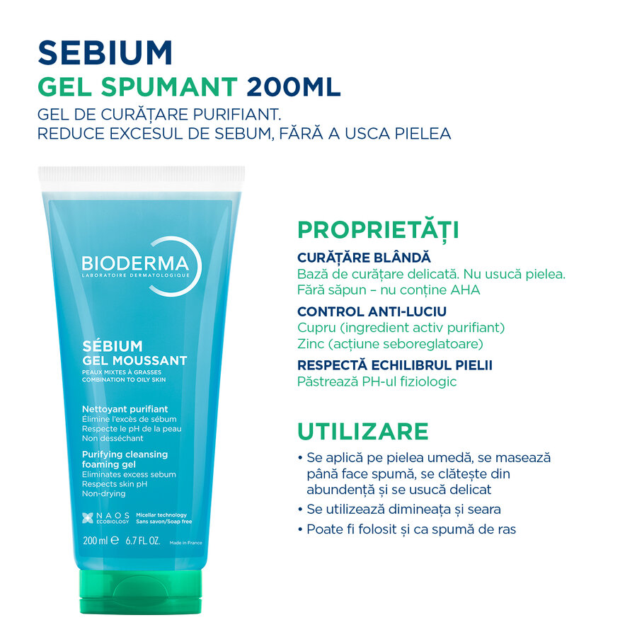 Bioderma Sebium Gel Spumant - descriere produs