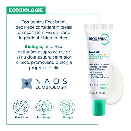 Gel crema anti-imperfectiuni SPF30 Kerato+, 30 ml, Bioderma 777895