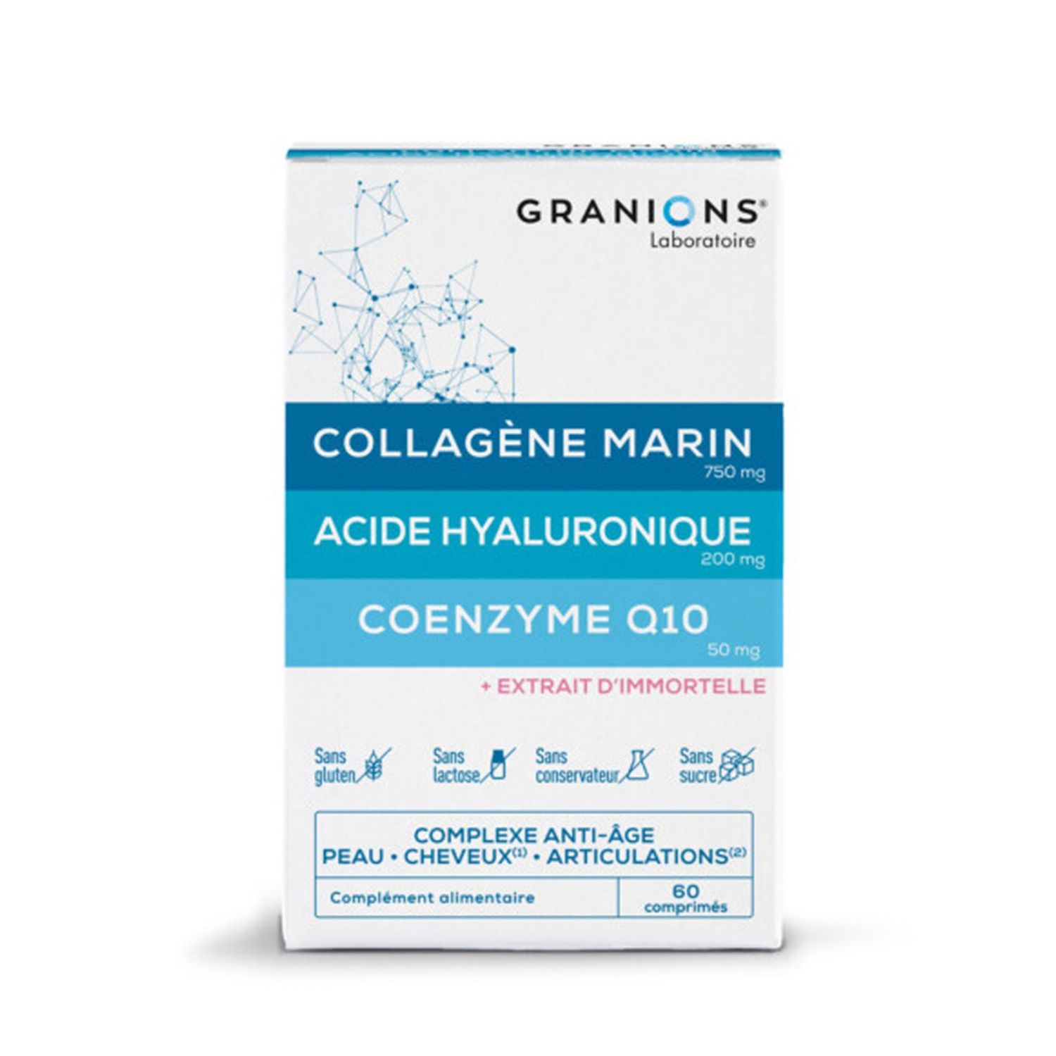 Colagen, Acid Hialuronic si Coenzima Q10, 60 comprimate, Granions