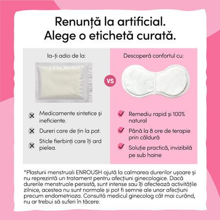 Plasturi termici menstruali, 3 bucati, Enroush 778425