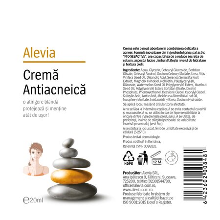 Crema antiacneica, 20 ml, Alevia 708304