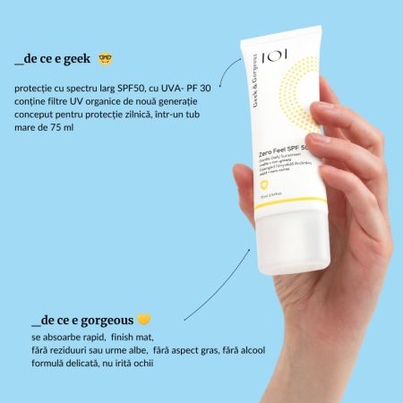 Crema de fata cu SPF 50 Zero Feel, 75 ml, Geek & Gorgeous 778600