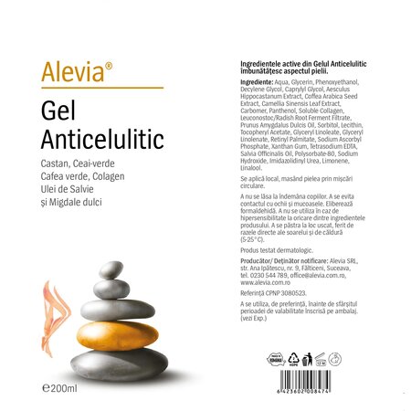 Gel anticelulitic, 200 ml, Alevia 708303