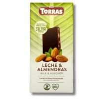 Ciocolata cu lapte si migdale cu indulcitor, 125 g, Torras
