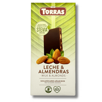Ciocolata cu lapte si migdale cu indulcitor, 125 g, Torras