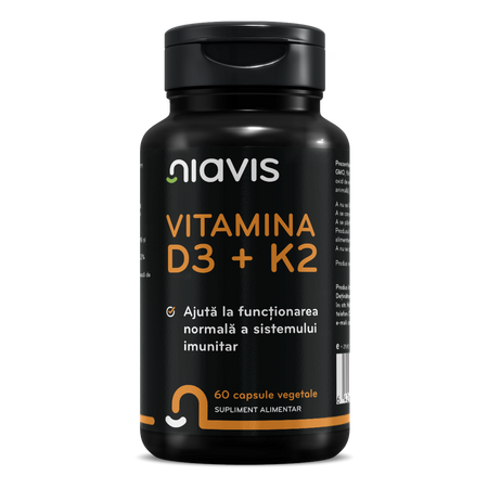 Vitamina D3+K2, 60 capsule vegetale, Niavis