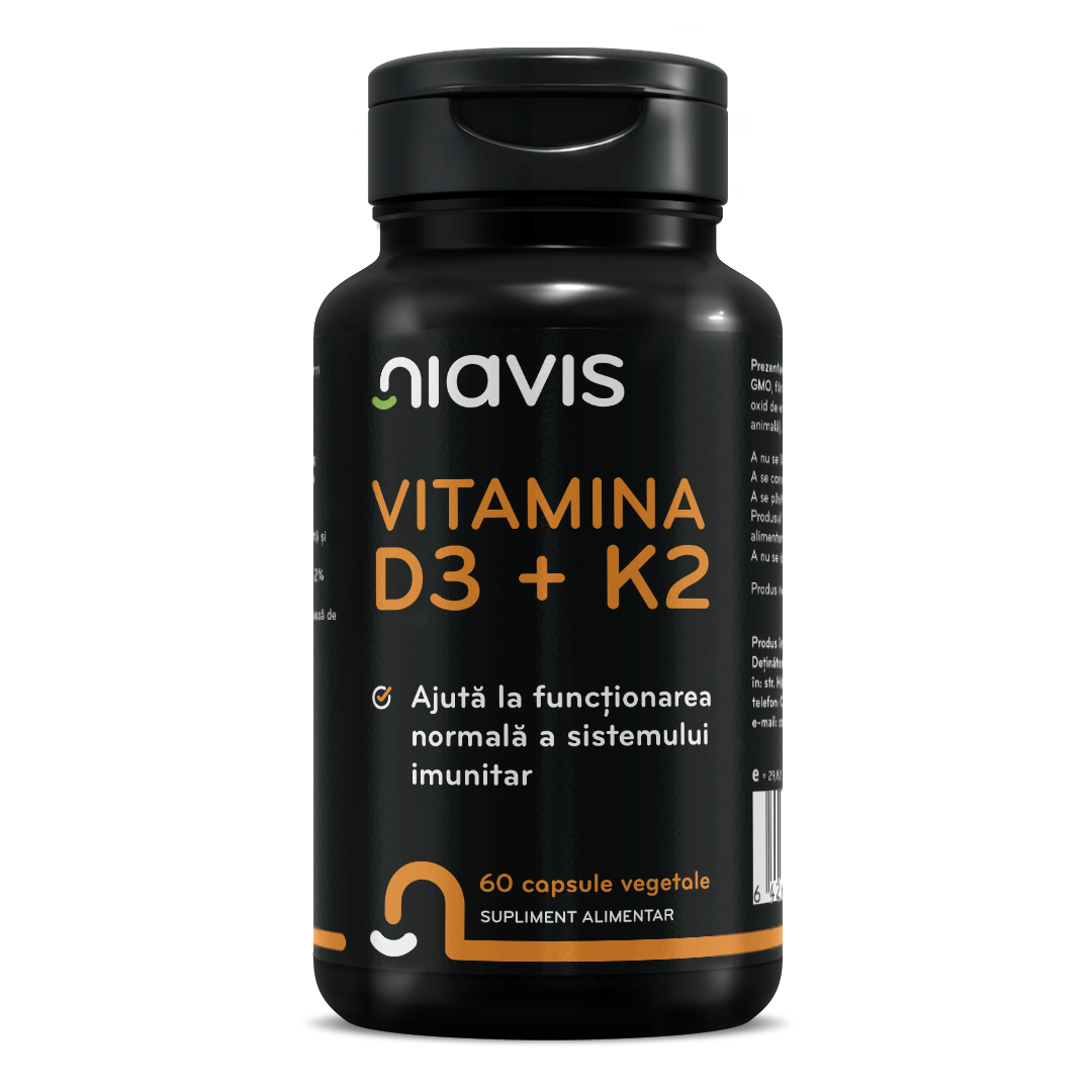Vitamina D3+K2, 60 capsule vegetale, Niavis