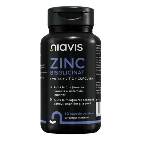 Zinc bisglicinat+Vit B6+Vit C+Curcumin, 60 capsule vegetale, Niavis