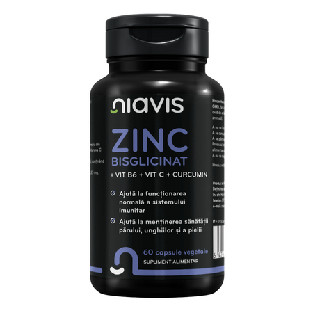 Zinc bisglicinat+Vit B6+Vit C+Curcumin, 60 capsule vegetale, Niavis