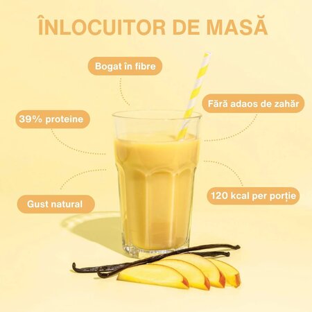 Inlocuitor total de dieta pentru controlul greutatii Diet Shake, Mango Vanilla, 12x32 g, Nupo 779634