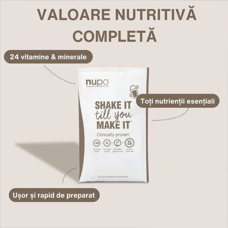 Inlocuitor total de dieta pentru controlul greutatii Diet Shake, Cafea Latte, 12x32 g, Nupo 779645