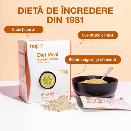 Inlocuitor total de dieta pentru controlul greutatii Meal Spiced Mash, 10 x 34 g, Nupo 779657