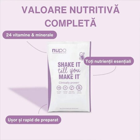 Inlocuitor total de dieta pentru controlul greutatii Diet Shake, Afine si Zmeura, 12x32 g, Nupo 779651