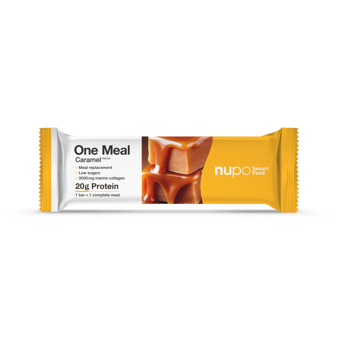 Inlocuitor de masa pentru controlul greutatii Baton One Meal, Caramel, 60 g, Nupo