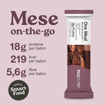 Inlocuitor de masa pentru controlul greutatii Baton One Meal, Brownie Crunch, 60 g, Nupo 779752