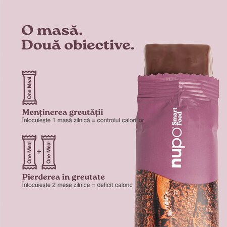 Inlocuitor de masa pentru controlul greutatii Baton One Meal, Brownie Crunch, 60 g, Nupo 779751