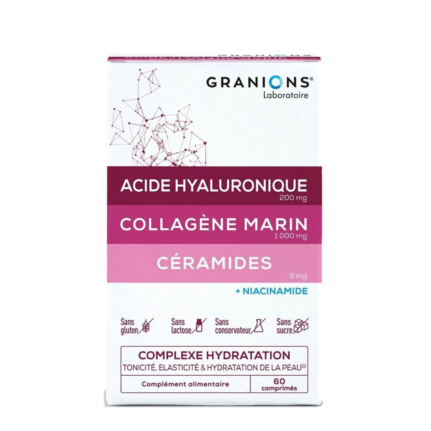 Complex de hidratare cu Colagen, Acid Hialuronic, Ceramide şi Niacinamide, 60 comprimate, Granions