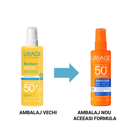 Spray invizibil SPF 50+ fara parfum Bariesun, 200 ml, Uriage 780789